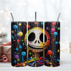 jack skellington dripping tumbler design wrap, skinny 20oz tumbler design digital file