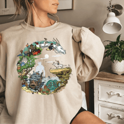 spirited away studio ghibli sweatshirt, hayao miyazaki, ghibli totoro shirt gift, ghibli no face shirt, howl's moving ca