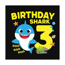 birthday baby shark 3 years old svg, birthday svg, birthday shark svg, 3rd birthday shark, baby shark svg, 3rd birthday