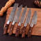 Custom Handmade 5PCS Damascus Steel Kitchen Chef Knives Set Full Tang Wooden Handle With Leather Ro 0