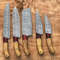 Custom Handmade 5PCS Damascus Steel Kitchen Chef Knives Set Full Tang Wood And Pakka Wood Handle Wi 0