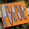 Custom Handmade 5PCS Damascus Steel Kitchen Chef Knives Set Full Tang Blue Pakka Wood Handle With L 5