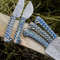 Custom Handmade 5PCS Damascus Steel Kitchen Chef Knives Set Full Tang Blue Pakka Wood Handle With L 2