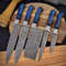 Custom Handmade 5PCS Damascus Steel Kitchen Chef Knives Set Full Tang Steel And Pakka Wood Handle W 1