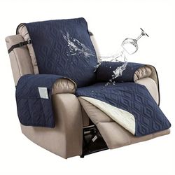 1pc Waterproof Recliner Chair Cover, Non Slip Recliner Slipcovers For Recliner Chair With Pocket