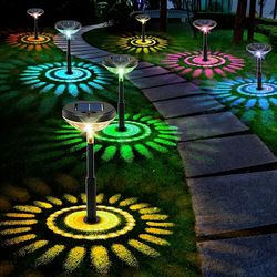 6pcs Solar Pathway Lights Lawn Lights, Warm Lights Colorful Lights Gradient LED Outdoor Solar Lights