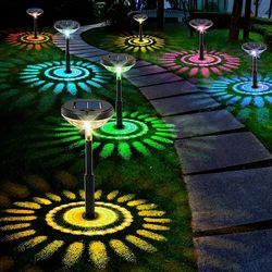 6pcs solar pathway lights lawn lights, warm lights colorful lights gradient led outdoor solar lights