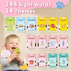 Toddler Toys Talking Flash Cards for 1 2 3 4 5 6 Year Old Boys and Girls, Autism Sensory Toys for Autistic Children, Lea