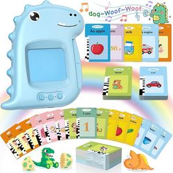 FLUESTON Toddler Toys Talking Flash Cards, Learning Toys for 2 3 4 5 Year Old Boys and Girls, Kids Gifts Dinosaur Montes