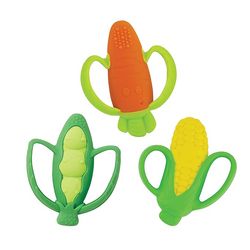 Infantino Farmers Market Teether Gift Set - Set of 3 BPA-Free Veggie Textured Silicone Teethers for Soothing Sore Gums