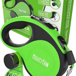 mighty paw retractable leash with built-in poop bag holder