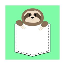 cute sloth face head pocket cartoon svg, cartoon svg, sloth svg, animal svg, pocket svg, cricut svg, cute svg, adorable
