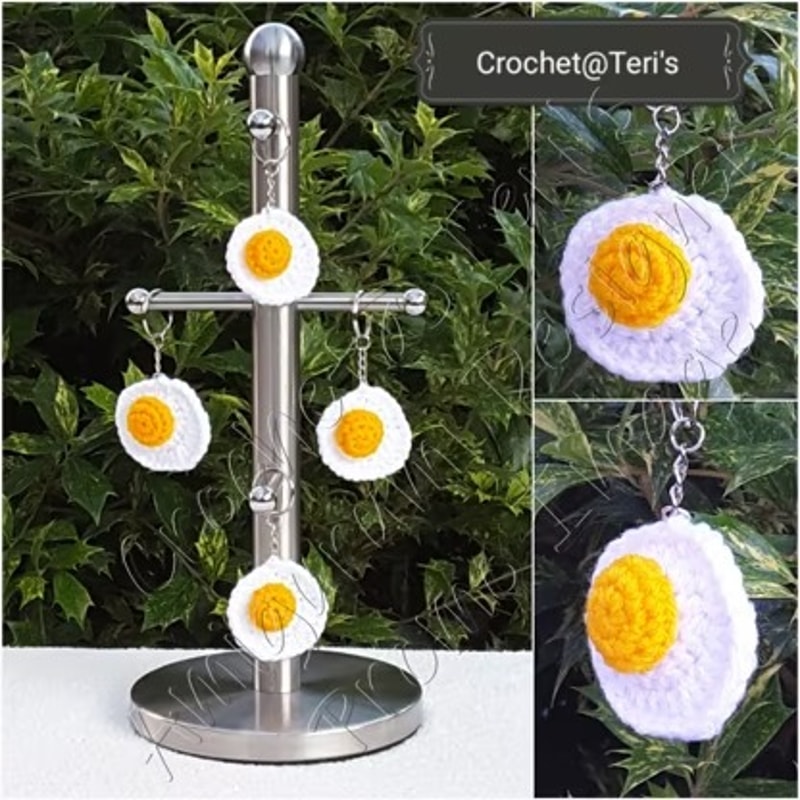 Fried Egg Keychain Amigurumi Crochet Patterns, Crochet Pattern.jpg