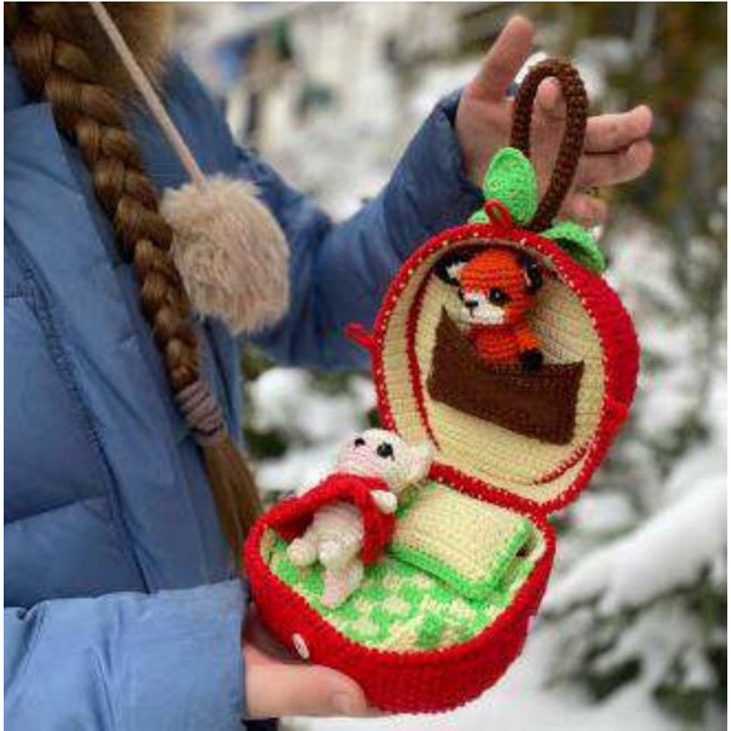 Baby fox in apple, Amigurumi PDF Pattern toys patterns.jpg