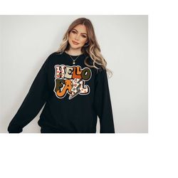 hello fall thanksgiving sweatshirt, retro thanksgiving womens sweater, vintage unisex sweater, fall shirt, womens cute