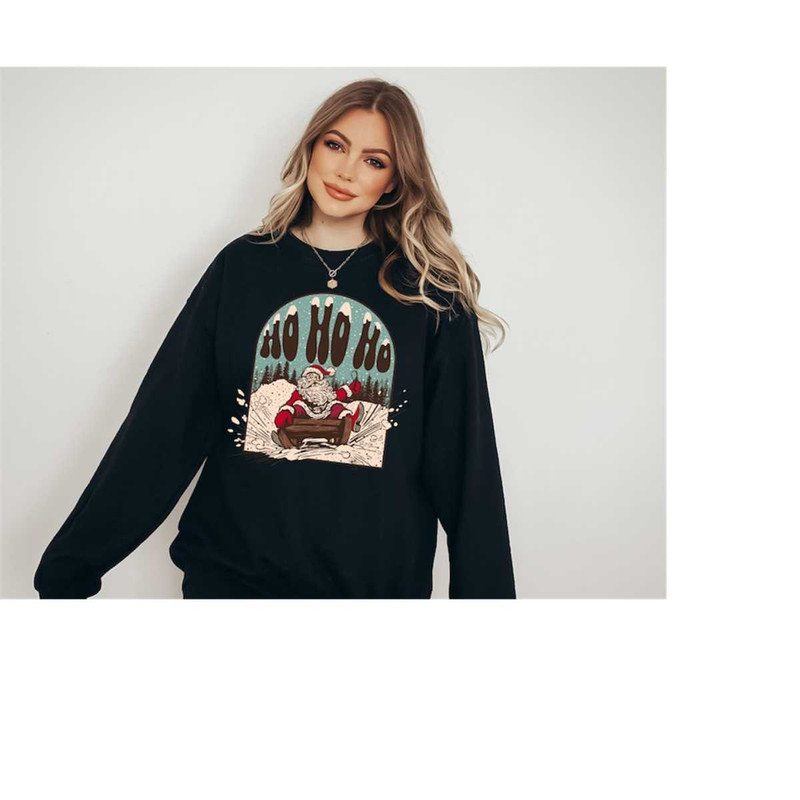 Ho Ho Ho Sweater, Vintage New Years And Christmas, Christmas Sweatshirt, Women's Cute Santa, Xmas Graphic Pullover, Holi.jpg
