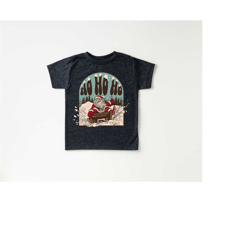 Ho Ho New Years Eve Toddler Tee, Christmas Season Shirt, Cute Holiday Girls Shirt, Toddler Youth Santa Tee, Retro Boho C 3.jpg
