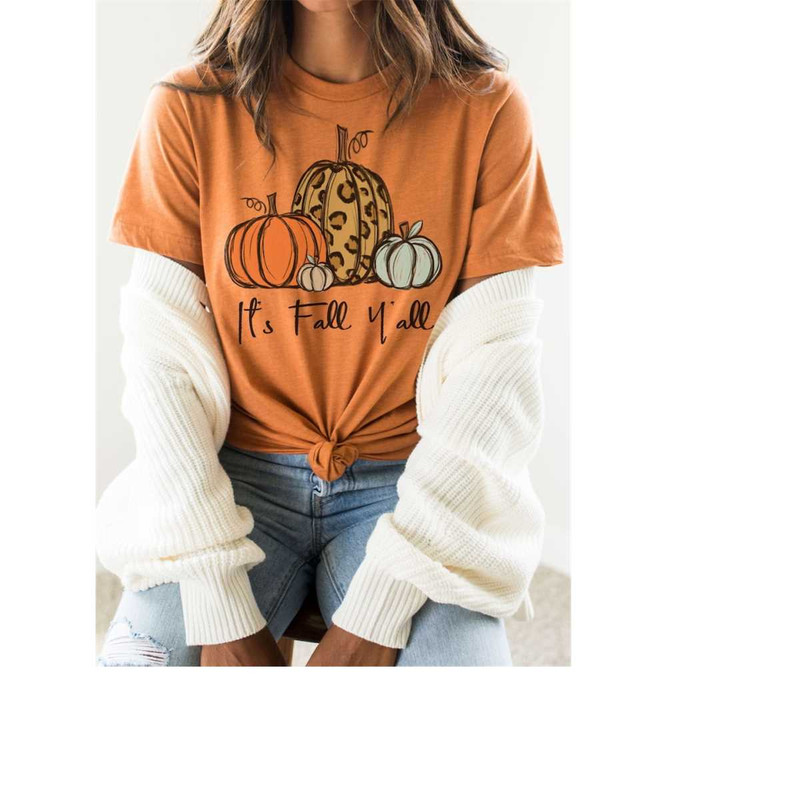 It's Fall Y'all Shirt, Women Fall Shirt, Pumpkin Shirt, Cute Fall Sweatshirt, Vintage Pumpkin Truck Shirt, Fall Mom Shir.jpg
