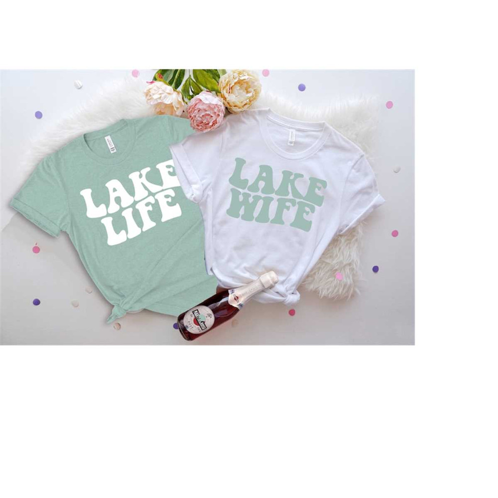 Lake Life Lake Wife Wavy, Retro Batch Shirts, Bachelorette Party Shirts, Lake House Party, Bachelorette T-Shirt, Retro B.jpg