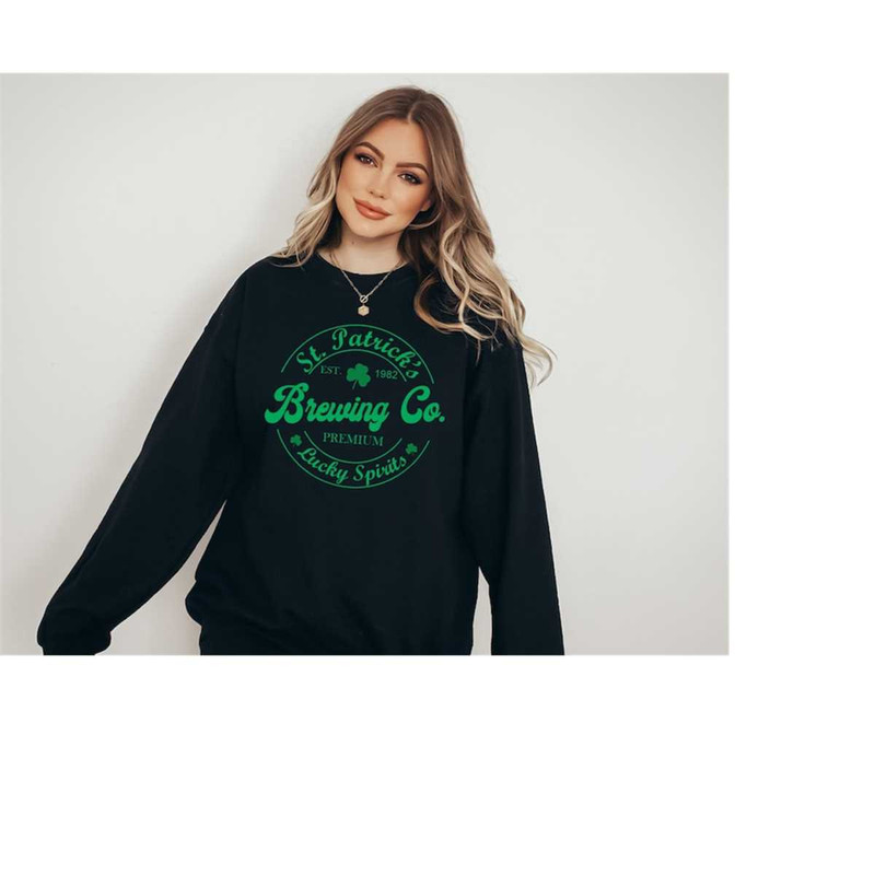 Leprechaun Brewing Sweatshirt, Lucky Clover Sweater, St Patricks Day Sweatshirt, Lucky Pullover, Womens Sweatshirt, Crew 1.jpg