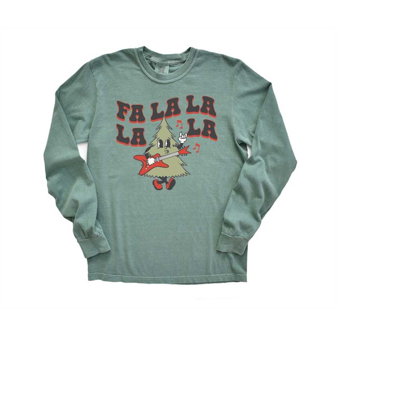 Long Sleeve Retro Christmas Comfort Colors shirt, Fa La La La Tree, Vintage New Years Holiday Shirt, Santa Shirt, Retro 2.jpg