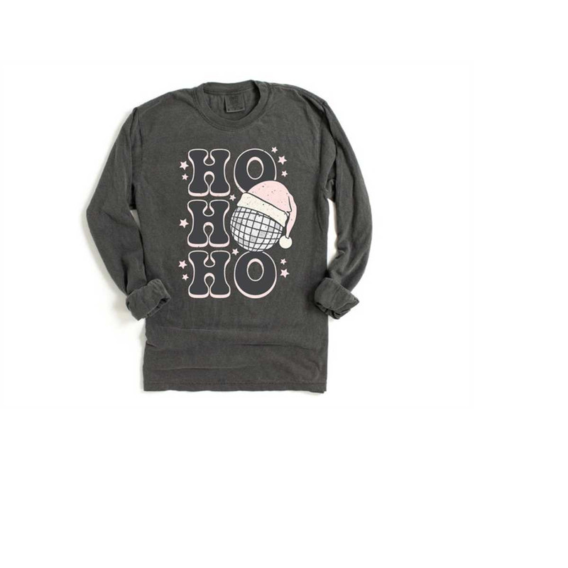 Long Sleeve Retro Christmas Comfort Colors shirt, Ho Ho Ho Santa, Vintage New Years Holiday Shirt, Santa Shirt, Retro Ch.jpg