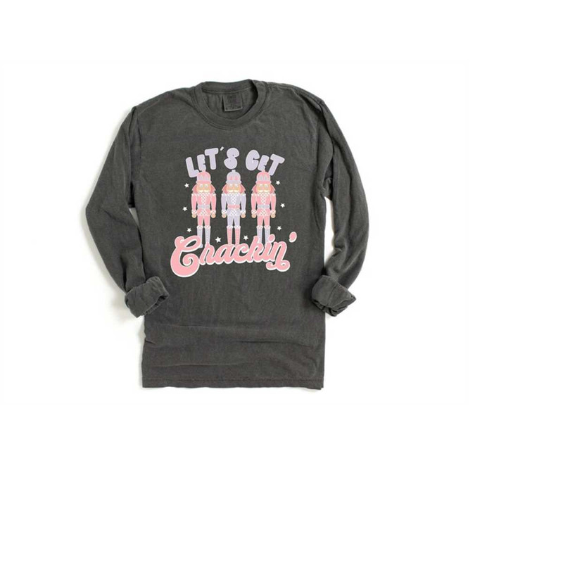 Long Sleeve Retro Christmas Comfort Colors shirt, Let's Get Crackin Christmas, Vintage Holiday Shirt, Santa Shirt, Retro.jpg