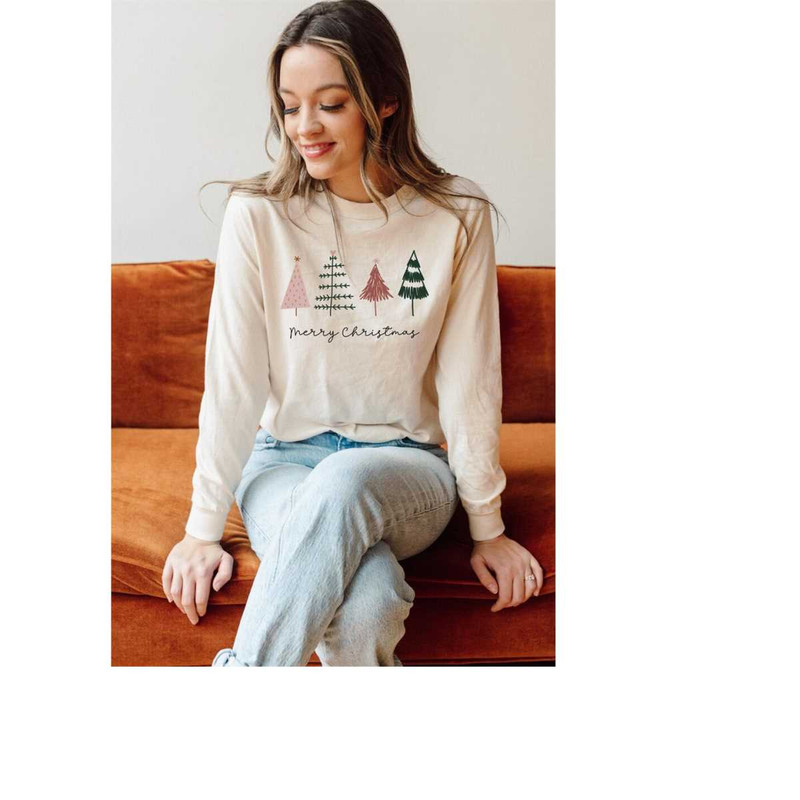 Long Sleeve Retro Christmas Comfort Colors shirt, Merry Christmas Boho Tree, Vintage Holiday Shirt, Santa Shirt, Retro C 1.jpg