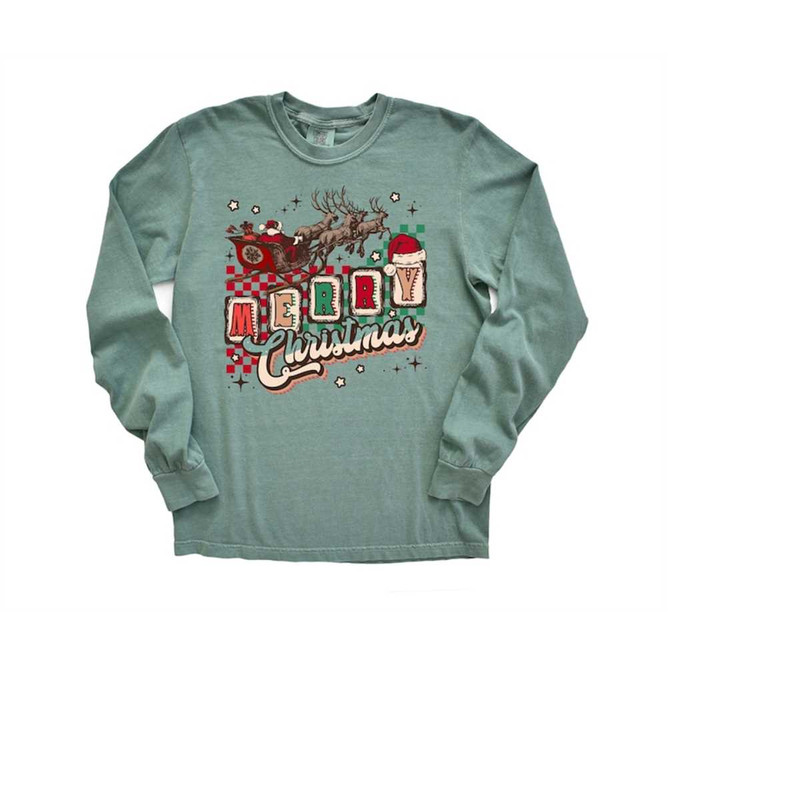 Long Sleeve Retro Christmas Comfort Colors shirt, Merry Christmas Santa Ornament, Vintage Holiday Shirt, Santa Shirt, Re.jpg