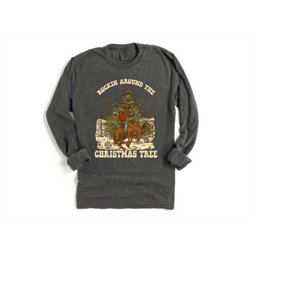 Long Sleeve Retro Christmas Comfort Colors shirt, Rocking Around The Tree, Vintage Holiday Shirt, Santa Shirt, Retro Chr 1.jpg