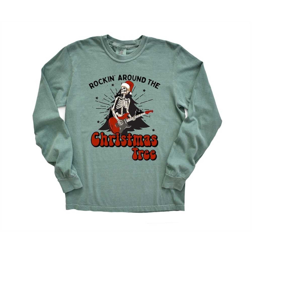 Long Sleeve Retro Christmas Comfort Colors shirt, Rocking Around The Tree, Vintage Holiday Shirt, Santa Shirt, Retro Chr 3.jpg