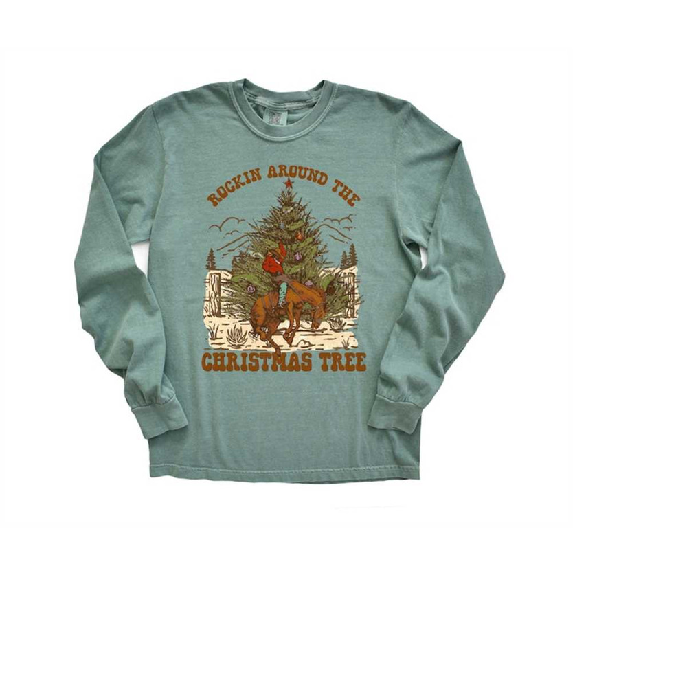 Long Sleeve Retro Christmas Comfort Colors shirt, Rocking Around The Tree, Vintage Holiday Shirt, Santa Shirt, Retro Chr.jpg