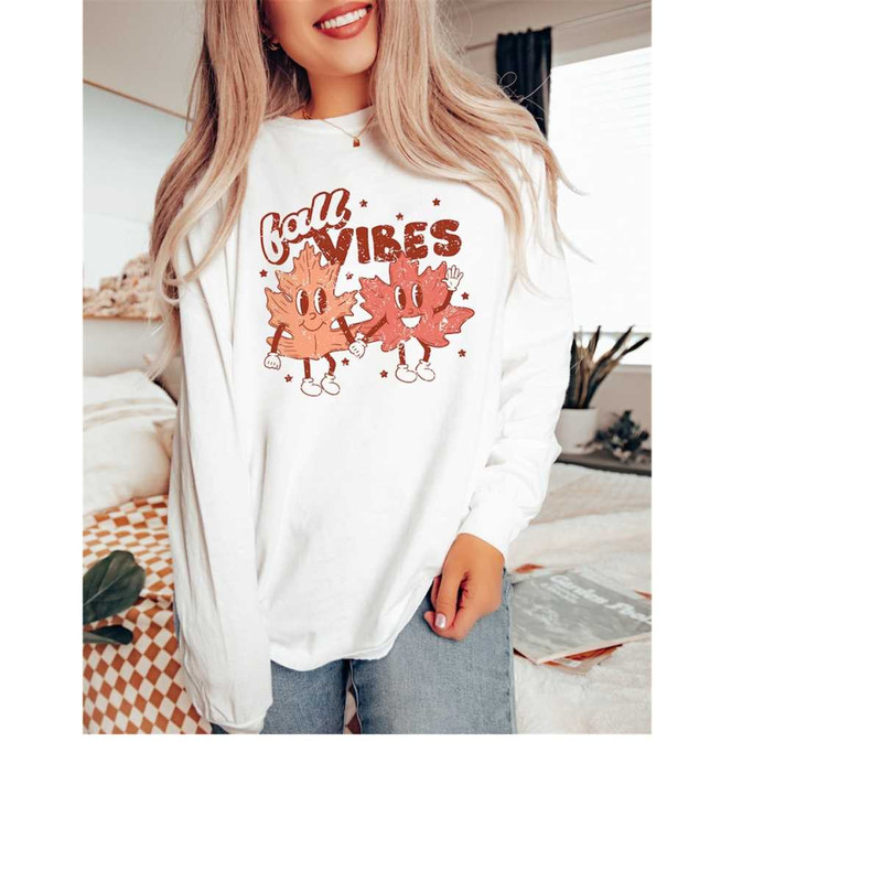 Long Sleeve Retro Fall Comfort Colors Shirt, Fall Vibes Tee, Vintage Thanksgiving Pumpkin Shirt, Retro Fall Shirt, Autu 1.jpg