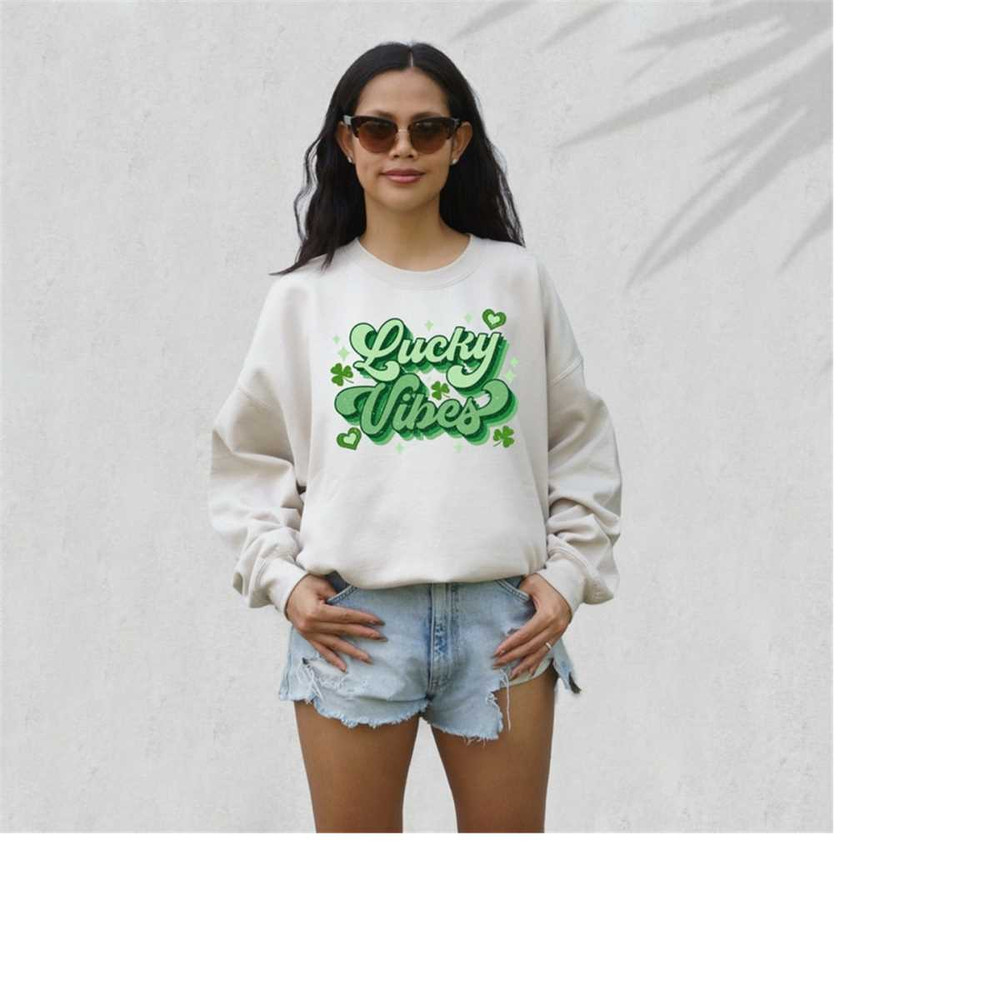 Lucky Retro Sweatshirt, Lucky Vibes Sweater, St Patricks Day Sweatshirt, Lucky Pullover, Womens Lucky Sweatshirt, Lucky 2.jpg
