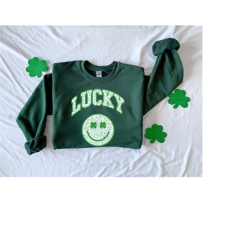 Lucky Sweatshirt, Lucky Clover Sweater, St Patricks Day Sweatshirt, Lucky Pullover, Womens Lucky Sweatshirt, Lucky Crewn 1.jpg