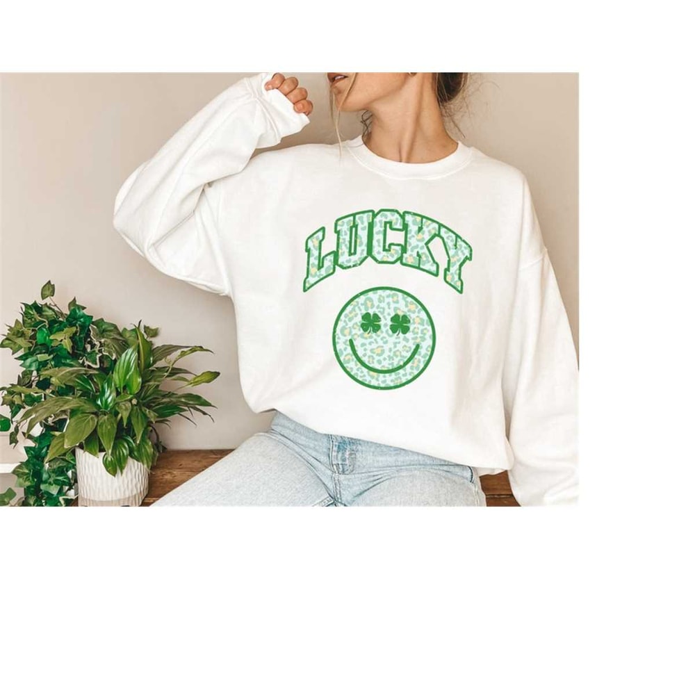 Lucky Sweatshirt, Lucky Clover Sweater, St Patricks Day Sweatshirt, Lucky Pullover, Womens Lucky Sweatshirt, Lucky Crewn.jpg