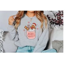 merry and bright hot cocoa sweater, vintage christmas, christmas sweatshirt, womens cute santa, xmas graphic pullover,