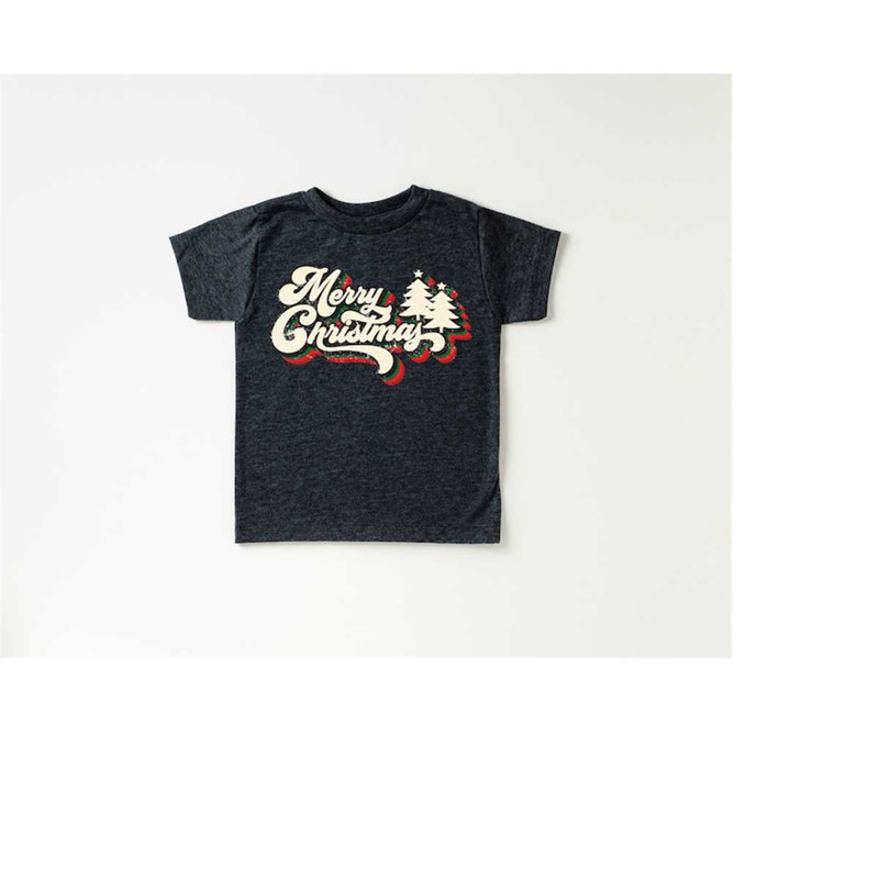 Merry Christmas Toddler Tee, Christmas Season Shirt, Cute Holiday Girls Shirt, Toddler Youth Santa Tee, Retro Boho Cute 2.jpg