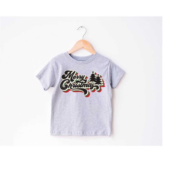 Merry Christmas Toddler Tee, Christmas Season Shirt, Cute Holiday Girls Shirt, Toddler Youth Santa Tee, Retro Boho Cute 3.jpg