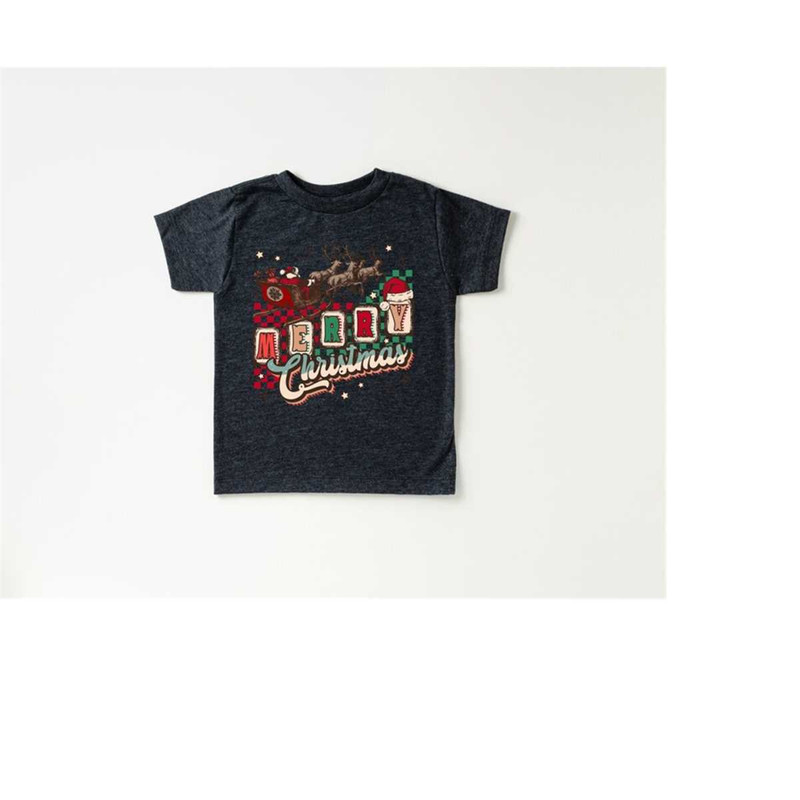 Merry Christmas Toddler Tee, Christmas Season Shirt, Cute Holiday Girls Shirt, Toddler Youth Santa Tee, Retro Boho Cute 9.jpg