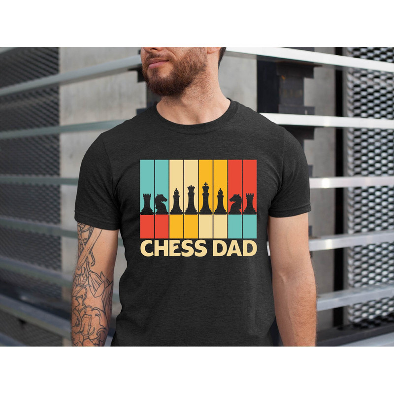 Chees Pieces Dad Shirt, Retro Check Mate Game Daddy T-Shirt, Gift For Check Mate Game Lover Dad, Chess Players Dada Tee, Father's Day Gift.jpg