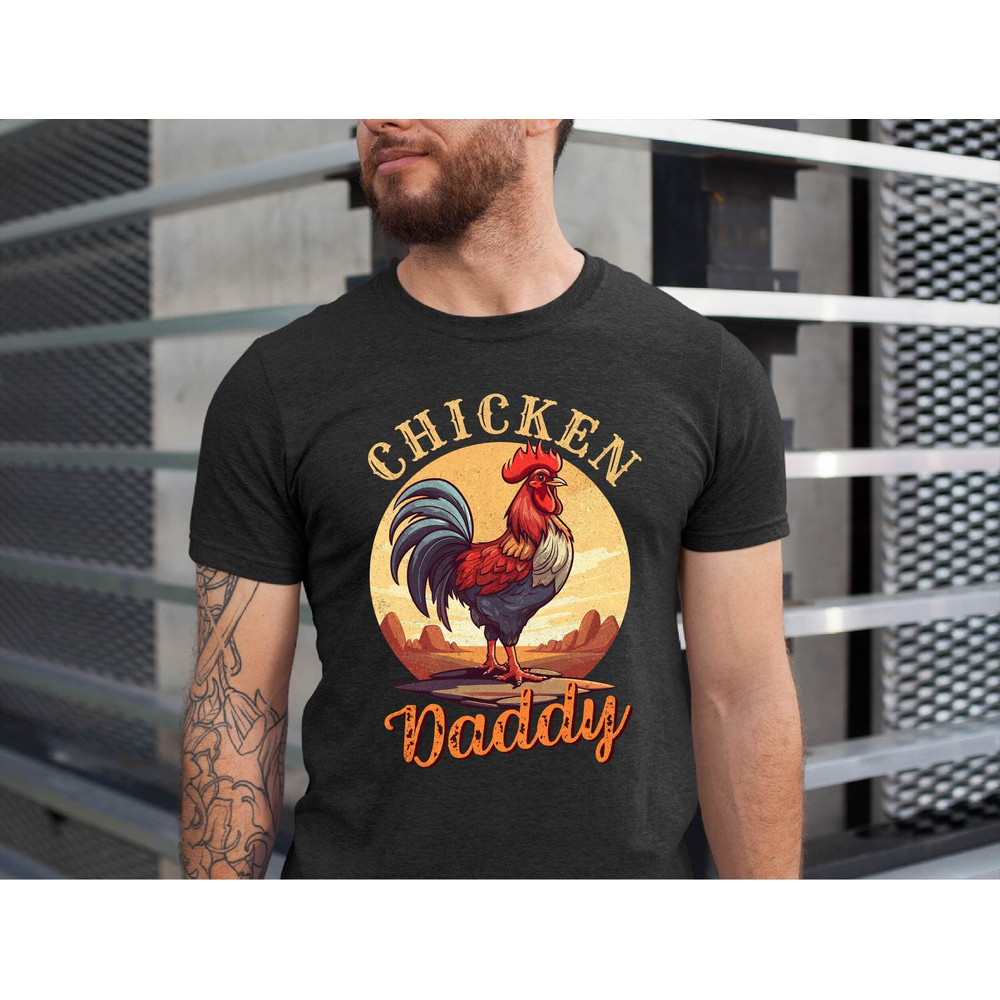 Chicken Daddy Shirt, Vintage Design Chicken Daddy Tshirt, Father's Day Chicken Dad Gift Tee, Chicken Owner Tshirt, Chicken Lover Men Tshirt.jpg