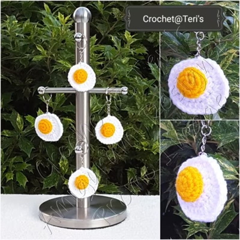Fried Egg Keychain Amigurumi Crochet Patterns, Crochet Pattern.jpg