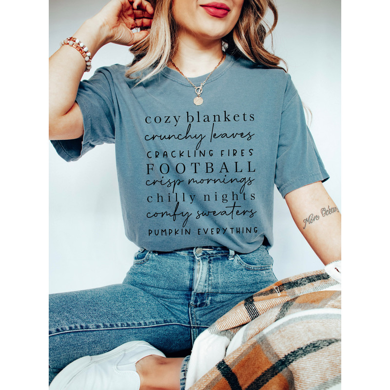 Comfort Colors Shirt Cozy Blankets Crunchy Leaves Crackling Fires Football Shirt, Fall Shirt, Fall List Shirt, Fall Bucketlist Shirt.jpg