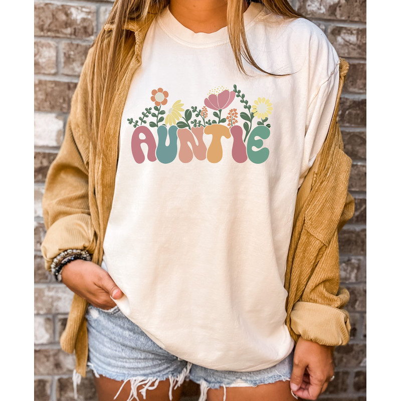 Groovy Wildflowers Auntie Shirt, Auntie Sweatshirt, Gift For Aunt, Auntie Gift, Aunt Shirts.jpg