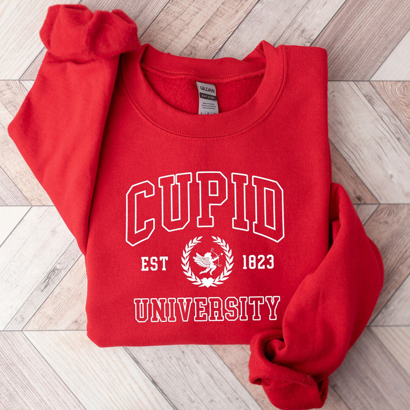 Cupid University Sweatshirt, Cute Valentine's Day Shirt, Funny College Sweatshirt, Love Crewneck Sweatshirt, Valentine Gift,, Love Hoodie.jpg