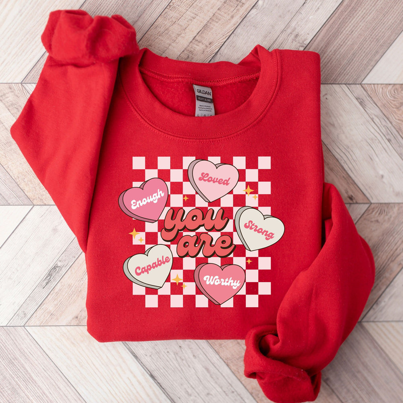Cute Teacher Valentine Shirt, Retro Heart Sweatshirt, Women's Valentines Day Sweatshirt, Love Valentine Sweatshirt, Valentines Day Gift, 520.jpg