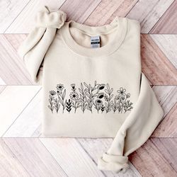 floral sweatshirt, wild flowers sweatshirt, flower sweatshirt, botanical hoodies, nature lover shirt, valentines day shi