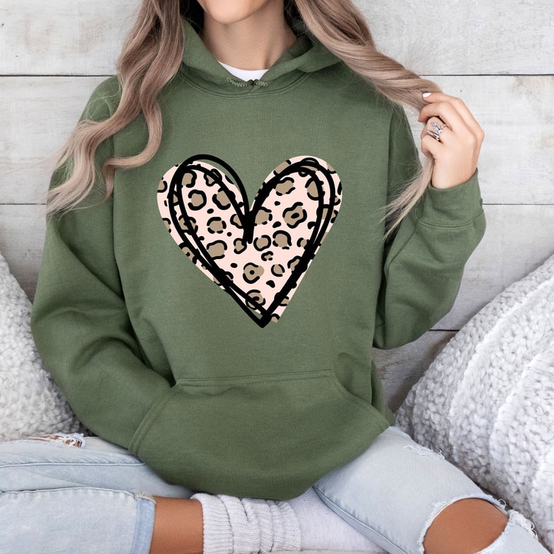 Leopard Heart Shirt, Heart Sweatshirt, Leopard Print Shirt, Cute Valentine Shirt, Valentines Day Gift, Leopard Design For Women Hoodie, 777.jpg