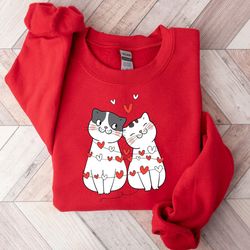 valentines cat shirt, cat lover shirt, cat hearts shirt, valentines day shirts for women, valentines day gift, cute hear